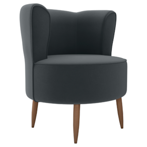 Poltrona Decorativa Pes Palito Savana Veludo Cinza Milani Store