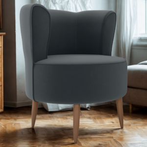 Poltrona Decorativa Pes Palito Savana Veludo Cinza Milani Store
