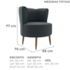 Poltrona Decorativa Pes Palito Savana Veludo Cinza Milani Store
