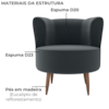 Poltrona Decorativa Pes Palito Savana Veludo Cinza Milani Store
