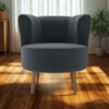 Poltrona Decorativa Pes Palito Savana Veludo Cinza Milani Store