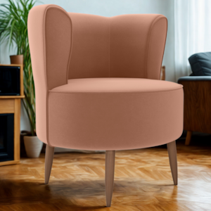 Poltrona Decorativa Pes Palito Savana Veludo Inca Ferrugem Milani Store