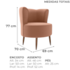 Poltrona Decorativa Pes Palito Savana Veludo Inca Ferrugem Milani Store