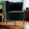 Poltrona Decorativa Pes Palito Savana Veludo Inca Preto Milani Store