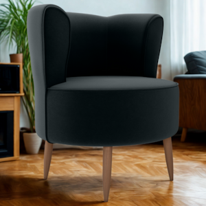 Poltrona Decorativa Pes Palito Savana Veludo Inca Preto Milani Store