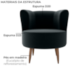 Poltrona Decorativa Pes Palito Savana Veludo Inca Preto Milani Store