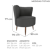 Poltrona Decorativa Pes Palito Savana Veludo Light Cinza Milani Store