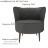 Poltrona Decorativa Pes Palito Savana Veludo Light Cinza Milani Store