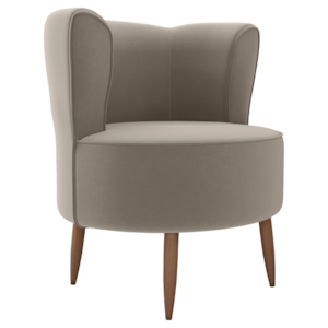 Poltrona Decorativa Pes Palito Savana Veludo Marrom Claro Milani Store
