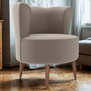 Poltrona Decorativa Pes Palito Savana Veludo Marrom Claro Milani Store