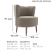 Poltrona Decorativa Pes Palito Savana Veludo Marrom Claro Milani Store