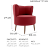 Poltrona Decorativa Pes Palito Savana Veludo Vermelho Milani Store