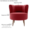 Poltrona Decorativa Pes Palito Savana Veludo Vermelho Milani Store