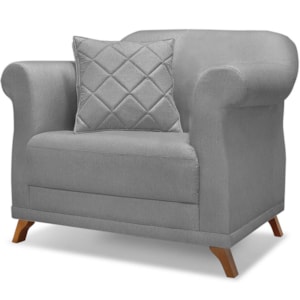 Poltrona Decorativa Retro Polo Com Almofada Linho Cinza Ezz Poltrona Decorativa Retro Polo Com Almofada Linho Cinza Ezz