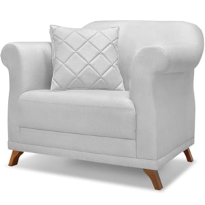 Poltrona Decorativa Retro Polo Com Almofada Linho Grigio Ezz Poltrona Decorativa Retro Polo Com Almofada Linho Grigio Ezz