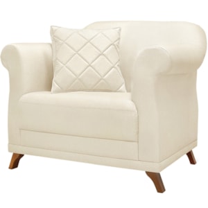 Poltrona Decorativa Retro Polo Com Almofada Linho Natural Ezz Poltrona Decorativa Retro Polo Com Almofada Linho Natural Ezz