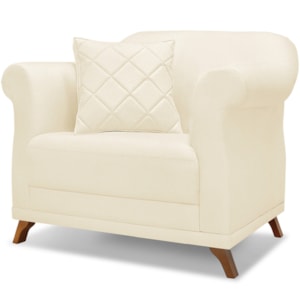 Poltrona Decorativa Retro Polo Com Almofada Linho Perola Ezz Poltrona Decorativa Retro Polo Com Almofada Linho Perola Ezz