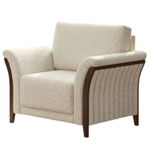 Poltrona Decorativa Royal Base Madeira Boucle TCE 1010 MOLL