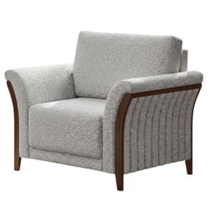 Poltrona Decorativa Royal Base Madeira Boucle TCE 1018 MOLL