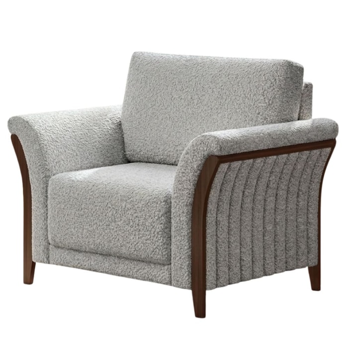 Poltrona Decorativa Royal Base Madeira Boucle TCE 1018 MOLL