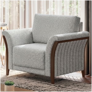 Poltrona Decorativa Royal Base Madeira Boucle TCE 1018 MOLL