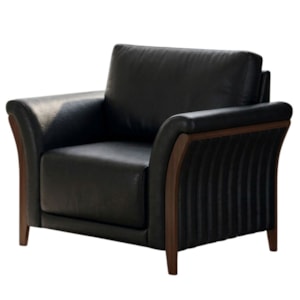 Poltrona Decorativa Royal Base Madeira Courino TCS 724 MOLL