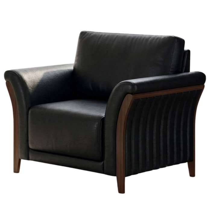 Poltrona Decorativa Royal Base Madeira Courino TCS 724 MOLL