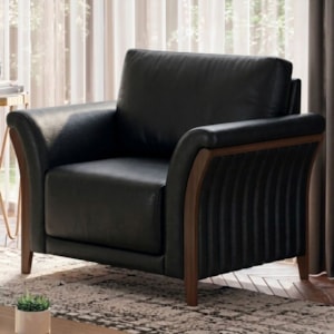 Poltrona Decorativa Royal Base Madeira Courino TCS 724 MOLL