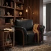 Poltrona Decorativa Royal Base Madeira Courino TCS 724 MOLL