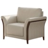 Poltrona Decorativa Royal Base Madeira Courino TCS 725 MOLL