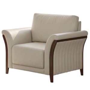 Poltrona Decorativa Royal Base Madeira Courino TCS 725 MOLL