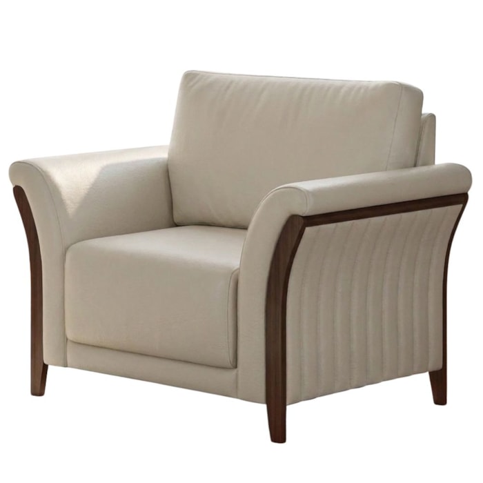 Poltrona Decorativa Royal Base Madeira Courino TCS 725 MOLL