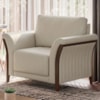 Poltrona Decorativa Royal Base Madeira Courino TCS 725 MOLL