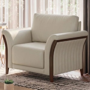 Poltrona Decorativa Royal Base Madeira Courino TCS 725 MOLL