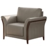 Poltrona Decorativa Royal Base Madeira Courino TCS 726 MOLL