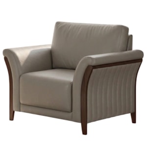 Poltrona Decorativa Royal Base Madeira Courino TCS 726 MOLL