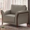 Poltrona Decorativa Royal Base Madeira Courino TCS 726 MOLL