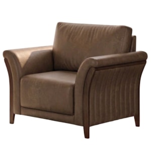 Poltrona Decorativa Royal Base Madeira Courino TCS 729 MOLL
