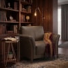 Poltrona Decorativa Royal Base Madeira Courino TCS 729 MOLL