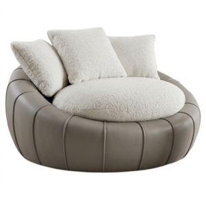 Poltrona Decorativa Safira Base Giratoria Boucle E Courino TCE 1010 TCS 726 MOLL