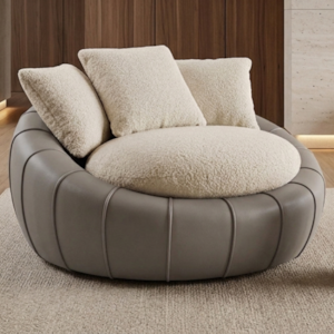 Poltrona Decorativa Safira Base Giratoria Boucle E Courino TCE 1010 TCS 726 MOLL