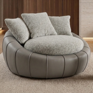 Poltrona Decorativa Safira Base Giratoria Boucle E Courino TCE 1018 TCS 726 MOLL