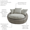 Poltrona Decorativa Safira Base Giratoria Boucle E Courino TCE 1018 TCS 726 MOLL