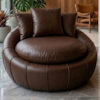 Poltrona Decorativa Safira Base Giratoria Courino TCS 721 MOLL