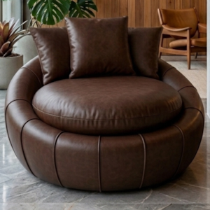 Poltrona Decorativa Safira Base Giratoria Courino TCS 721 MOLL