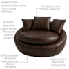 Poltrona Decorativa Safira Base Giratoria Courino TCS 721 MOLL