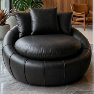 Poltrona Decorativa Safira Base Giratoria Courino TCS 724 MOLL