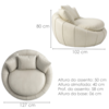 Poltrona Decorativa Safira Base Giratoria Courino TCS 725 MOLL