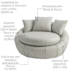 Poltrona Decorativa Safira Base Giratoria Courino TCS 725 MOLL