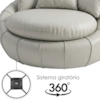 Poltrona Decorativa Safira Base Giratoria Courino TCS 725 MOLL